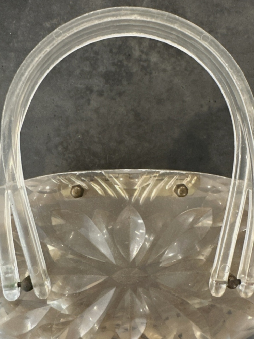 Vintage 1950s Lucite Woven Iridescent Opal Oval Purse Pocketbook 8” x 4” - Picture 4 of 16